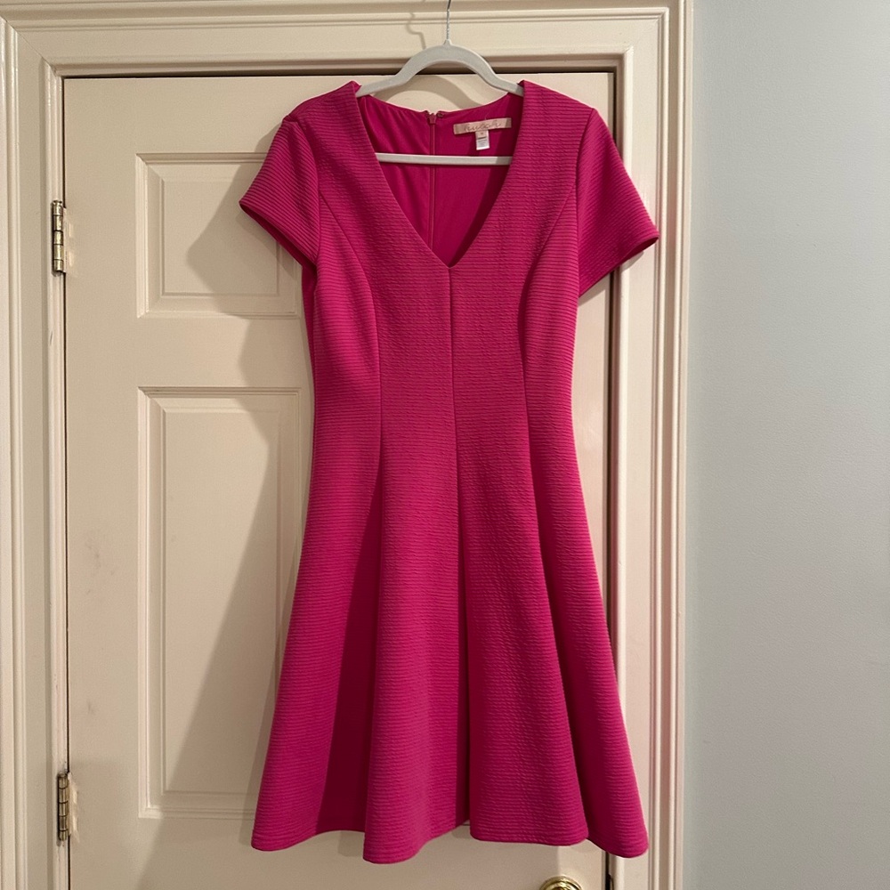 Hutch Pink A-Line V-Neck Mini Dress